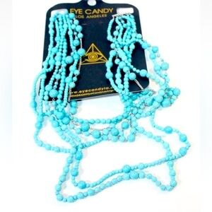 NOC EYE CANDY NATURAL STONE MULTI LAYER STATEMENT NECKLACE.